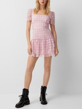 NWT SELF-PORTRAIT-Pink Lace Mini Dress
